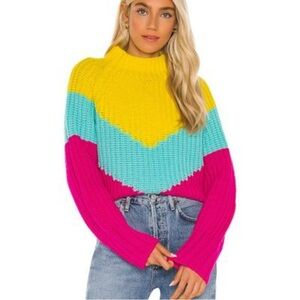 Essentiel Antwerp Wavinci Combo Neon Color-Block Pullover Size Small $300 MSRP